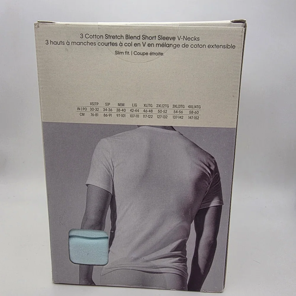 Calvin Klein V-Neck Undershirts Mens Large 3-Pack Slim Fit Multi Cotton New